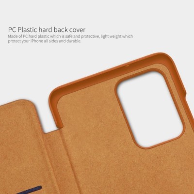 Samsung Galaxy S20 Ultra (G988) greznais Nillkin Qin sērijas ādas atvērams brūns maciņš, maks | Vacins.lv