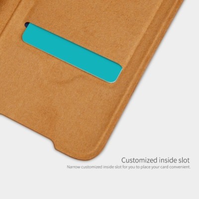 Samsung Galaxy S20 Ultra (G988) greznais Nillkin Qin sērijas ādas atvērams brūns maciņš, maks | Vacins.lv