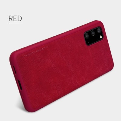 Samsung Galaxy S20 (G980) greznais Nillkin Qin sērijas ādas atvērams sarkans maciņš, maks | Vacins.lv