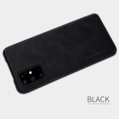 Samsung Galaxy S20+ Plus (G985) greznais Nillkin Qin sērijas ādas atvērams melns maciņš, maks | Vacins.lv