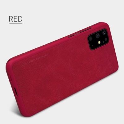 Samsung Galaxy S20+ Plus (G985) greznais Nillkin Qin sērijas ādas atvērams sarkans maciņš, maks | Vacins.lv