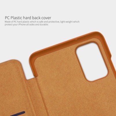 Samsung Galaxy S20+ Plus (G985) greznais Nillkin Qin sērijas ādas atvērams brūns maciņš, maks | Vacins.lv