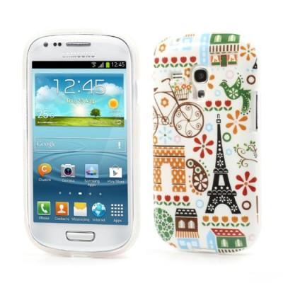 Spalvotas Samsung Galaxy S3 mini i8190 TPU kieto silikono dėklas (nugarėlė) - eifelis / Priedai.lt