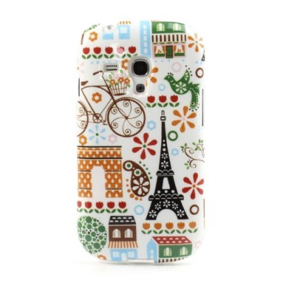 Spalvotas Samsung Galaxy S3 mini i8190 TPU kieto silikono dėklas (nugarėlė) - eifelis / Priedai.lt