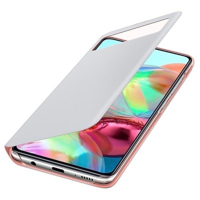 Samsung Galaxy A71 (A715) oficiāls S View Wallet Cover atvērams balts maciņš (maks) | Vacins.lv
