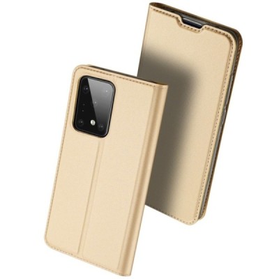 Samsung Galaxy S20 Ultra (G988) Dux Ducis Skin serijos auksinis odinis atverčiamas dėklas - knygutė | Priedai.lt