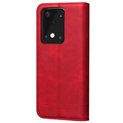 Samsung Galaxy S20 Ultra (G988) Deluxe ādas atvēramais sarkans maciņš (maks) | Vacins.lv