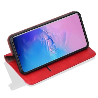 Samsung Galaxy S20 Ultra (G988) Deluxe ādas atvēramais sarkans maciņš (maks) | Vacins.lv