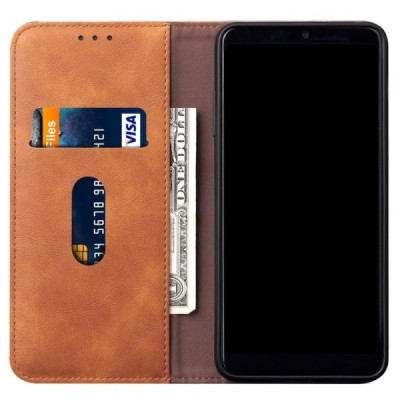 Deluxe atverčiamas šviesiai rudas odinis Samsung Galaxy S20 Ultra (G988) dėklas - knygutė | Priedai.lt