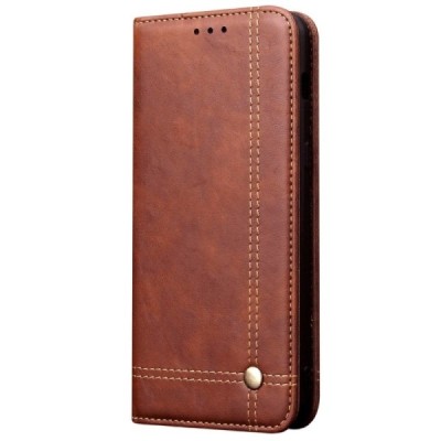 Deluxe atverčiamas tamsiai rudas odinis Samsung Galaxy S20 Ultra (G988) dėklas - knygutė | Priedai.lt