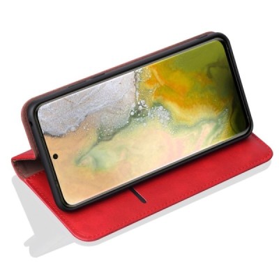 Samsung Galaxy S20+ Plus (G985) Deluxe ādas atvēramais sarkans maciņš (maks) | Vacins.lv