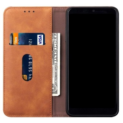 Samsung Galaxy S20+ Plus (G985) Deluxe ādas atvēramais gaiši brūns maciņš (maks) | Vacins.lv