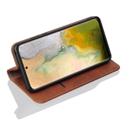 Samsung Galaxy S20+ Plus (G985) Deluxe ādas atvēramais tumši brūns maciņš (maks) | Vacins.lv