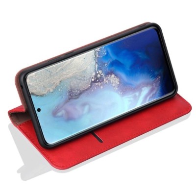 Samsung Galaxy S20 (G980) Deluxe ādas atvēramais sarkans maciņš (maks) | Vacins.lv