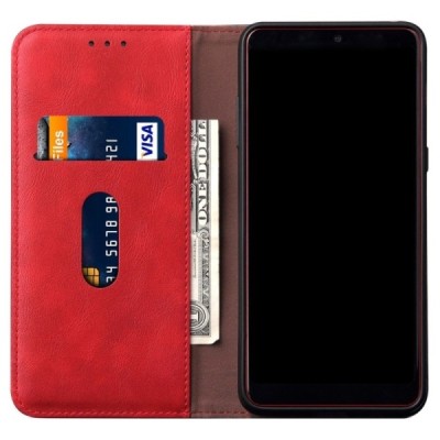 Samsung Galaxy S20 (G980) Deluxe ādas atvēramais sarkans maciņš (maks) | Vacins.lv