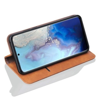 Samsung Galaxy S20 (G980) Deluxe ādas atvēramais gaiši brūns maciņš (maks) | Vacins.lv