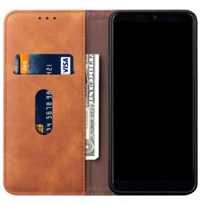 Samsung Galaxy S20 (G980) Deluxe ādas atvēramais gaiši brūns maciņš (maks) | Vacins.lv