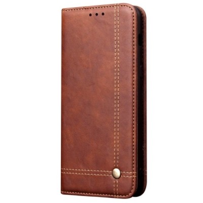 Deluxe atverčiamas tamsiai rudas odinis Samsung Galaxy S20 (G980) dėklas - knygutė | Priedai.lt