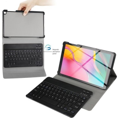 Samsung Galaxy Tab A 10.1 2019 (T515, T510) ādas atvēramais melns futrālis ar bluetooth tastatūra / Vacins.lv