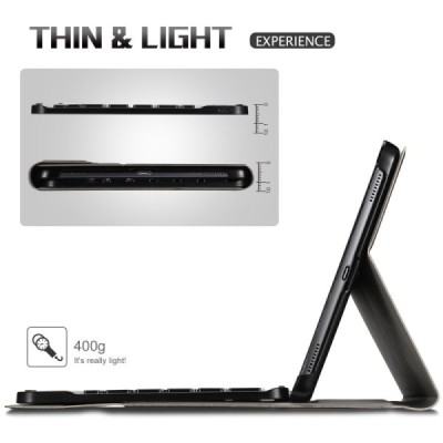 Samsung Galaxy Tab A 10.1 2019 (T515, T510) ādas atvēramais melns futrālis ar bluetooth tastatūra / Vacins.lv