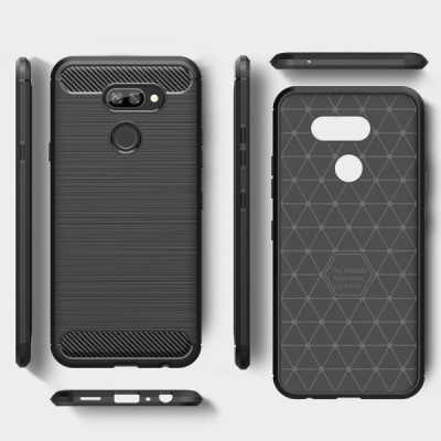 LG K40S Carbon kieto silikono TPU juodas dėklas - nugarėlė | Priedai.lt