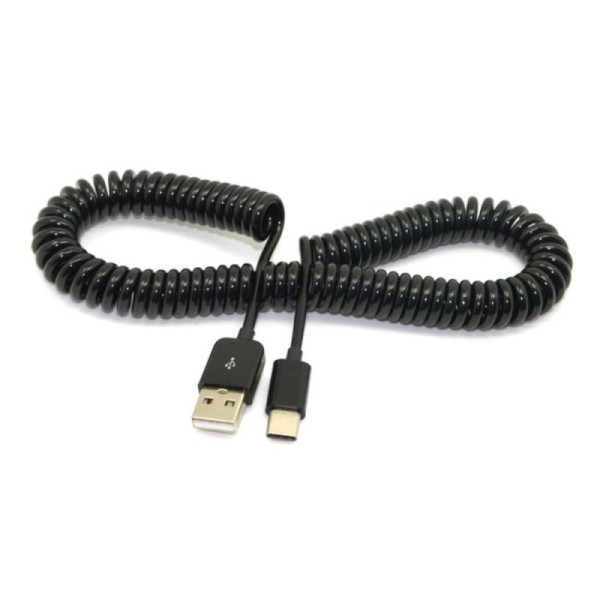 Spiralinis USB Type-C laidas - juodas (3 m.)