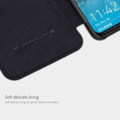 Huawei P40 greznais Nillkin Qin sērijas ādas atvērams melns maciņš, maks | Vacins.lv