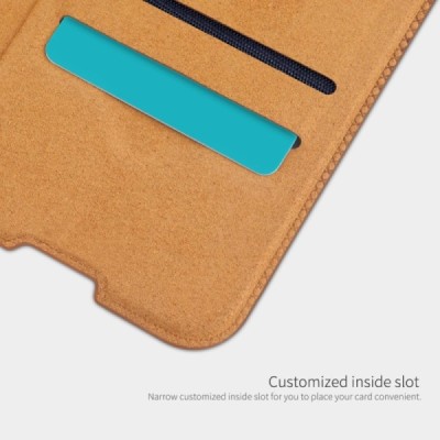 Huawei P40 prabangus Nillkin Qin serijos rudas odinis atverčiamas dėklas - knygutė | Priedai.lt