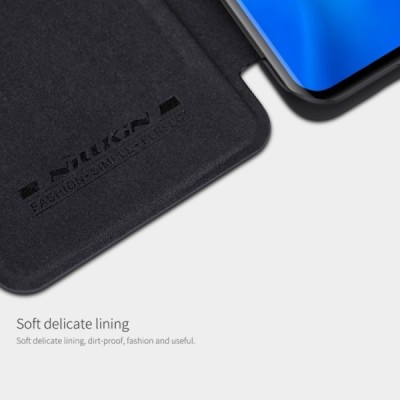 Huawei P40 Pro prabangus Nillkin Qin serijos juodas odinis atverčiamas dėklas - knygutė | Priedai.lt