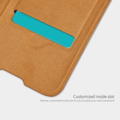 Huawei P40 Pro prabangus Nillkin Qin serijos rudas odinis atverčiamas dėklas - knygutė | Priedai.lt