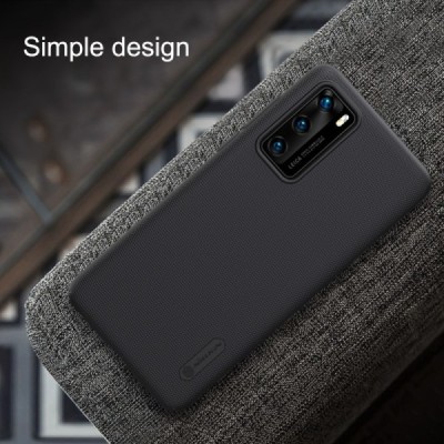 Huawei P40 Nillkin Frosted Shield melns apvalks | vacins.lv