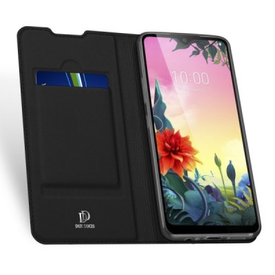 LG K50S (LM-X540) Dux Ducis Skin sērijas melns ādas atvērams maciņš | Vacins.lv