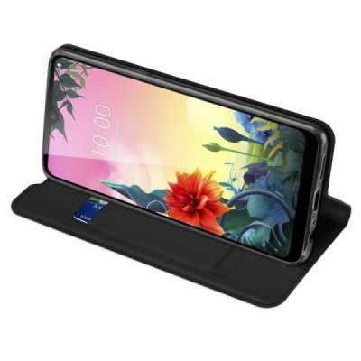 LG K50S (LM-X540) Dux Ducis Skin sērijas melns ādas atvērams maciņš | Vacins.lv