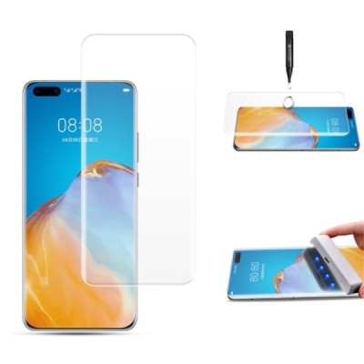 Huawei P40 Pro „Mocolo“ UV Light Irradiation sustiprintos apsaugos skaidrus pilnai dengiantis apsauginis ekrano stiklas | Prieda