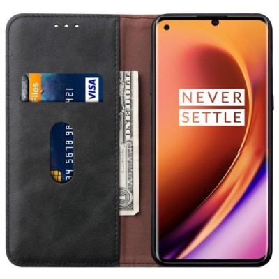OnePlus 8 Pro Deluxe ādas atvēramais melns maciņš (maks) | Vacins.lv
