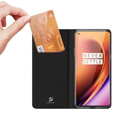 OnePlus 8 Pro Dux Ducis Skin sērijas melns ādas atvērams maciņš | Vacins.lv