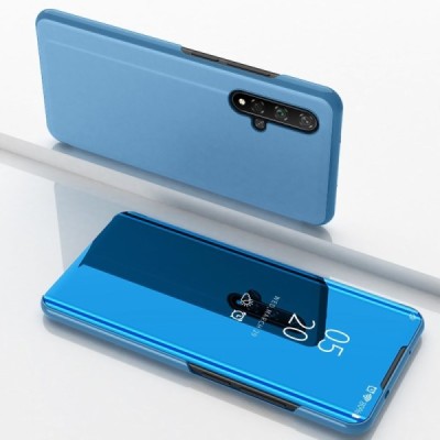 Huawei Nova 5T (Honor 20) plastmasas atvērams zils ādas maciņš / Vacins.lv
