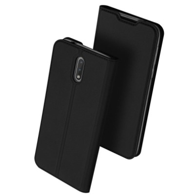 Nokia 2.3 „Dux Ducis“ Skin sērijas melns ādas atvērams maciņš / Vacins.lv