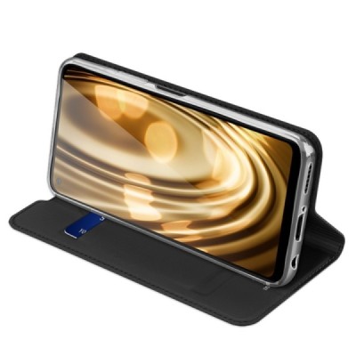Huawei P40 Lite „Dux Ducis“ Skin sērijas melns ādas atvērams maciņš / Vacins.lv
