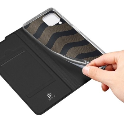 Huawei P40 Lite „Dux Ducis“ Skin sērijas melns ādas atvērams maciņš / Vacins.lv