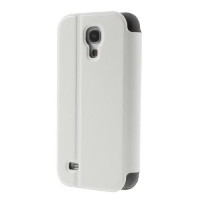 Samsung Galaxy S4 mini i9195 S View atverčiamas baltas odinis dėklas / Priedai.lt
