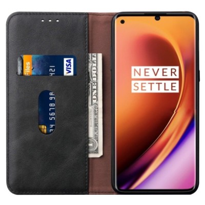 OnePlus 8 Deluxe ādas atvēramais melns maciņš (maks) | Vacins.lv