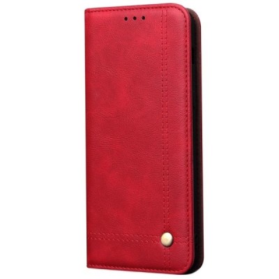 OnePlus 8 Deluxe ādas atvēramais sarkans maciņš (maks) | Vacins.lv