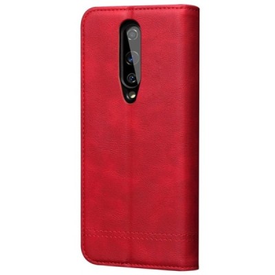 OnePlus 8 Deluxe ādas atvēramais sarkans maciņš (maks) | Vacins.lv