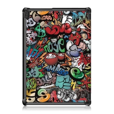 Lenovo Tab M10 10.1" (TB-X605F, X605L, X505F, X505L) atverčiamas „Street Art“ spalvotas dėklas - knygutė | Priedai.lt