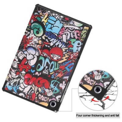 Lenovo Tab M10 Plus 10.3" (TB-X606F) atverčiamas spalvotas „Street Art“ dėklas - knygutė | Priedai.lt