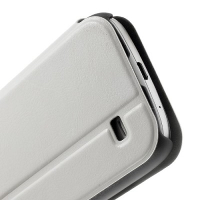 Samsung Galaxy S4 mini i9195 S View atverčiamas baltas odinis dėklas / Priedai.lt