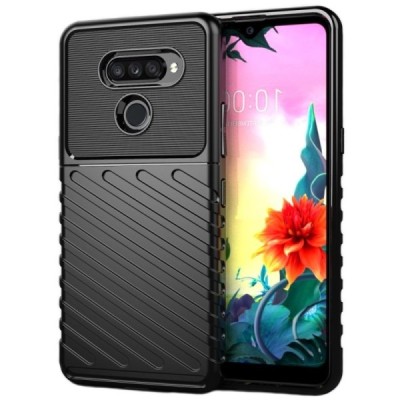 LG K50S (LM-X540) „Rumble“ cieta silikona (TPU) melns apvalks | vacins.lv