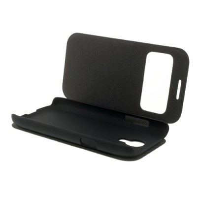 Samsung Galaxy S4 mini i9195 S View atverčiamas baltas odinis dėklas / Priedai.lt