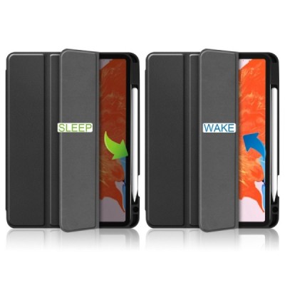 Apple iPad Pro 12.9 (2022 / 2021 / 2020, 2018) atvēramais melns maciņš - maks ar vietu, kur ielikt stylus | Vacins.lv